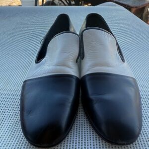 CELINE PARIS WOMENS Black and White Slip-On Shoes SIZE 35 made Italy